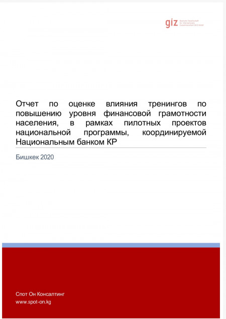 Отчет по оценке влияния тренингов по повышению уровня финансовой грамотности населения, в рамках пилотных проектов национальной программы, координируемой Национальным банком Кыргызской Республики